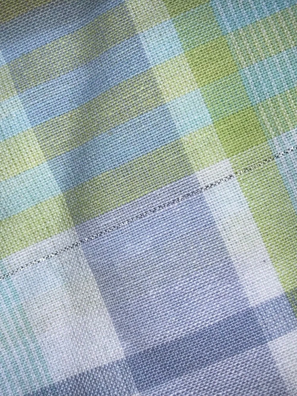 Pastel Plaid Summer Cotton Tablecloth NEW 60” x 84”